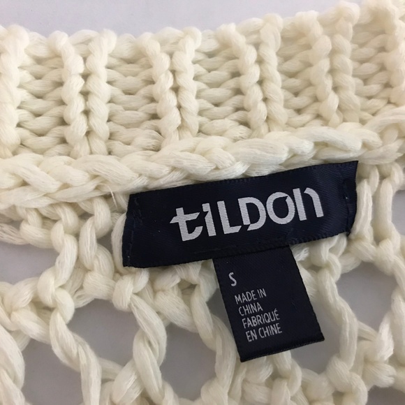 Tildon Womens Small Open Weave Cream Sweater - Picture 4 of 5